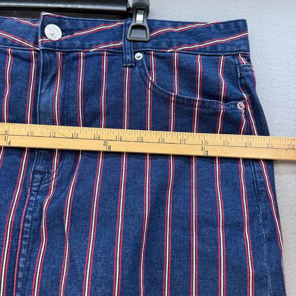 American Eagle Denim Mini Skirt Women's 16R Blue Red White Super Stretch - Picture 10 of 12